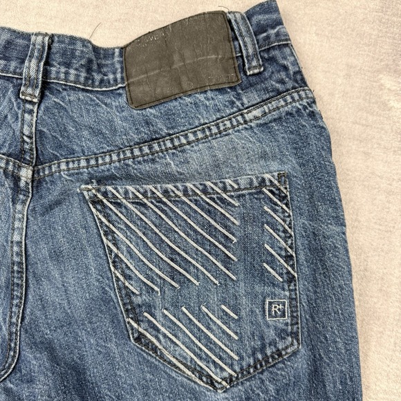 Vtg Roca Wear Jeans Men 36x30 Blue Denim Straight‎ Leg Y2K Embroidered Pocket - Picture 3 of 13